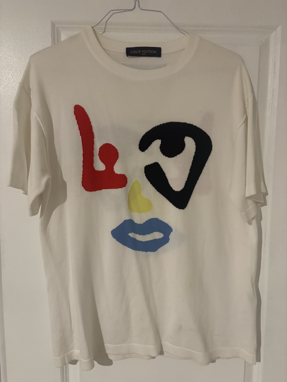 Louis Vuitton White Graphic Face Tee - Red, Black, Blue, Yellow